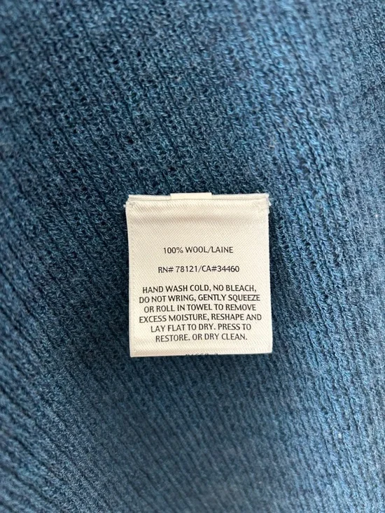 EILEEN FISHER Blue Ribbed Open-Front Cardigan | Soft Wool | Small - Picture 4 of 4